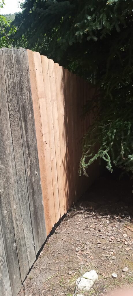 A cedar privacy fence repair in Aspen, Colorado.