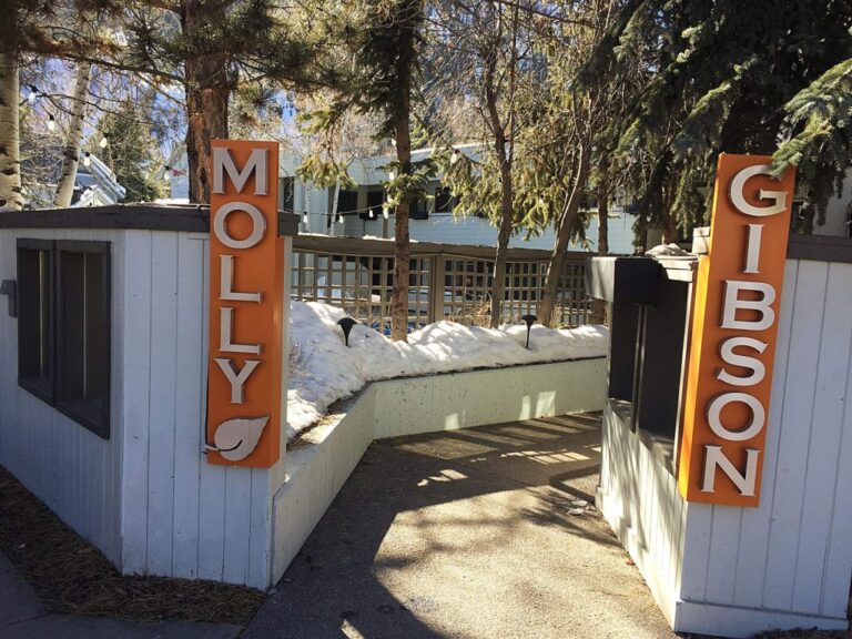 The old Molly Gibson hotel entrance before renovation in Aspen, CO.