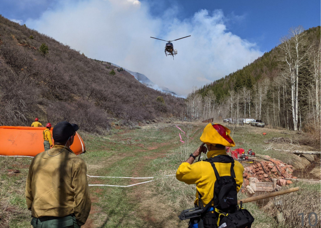 Helo landing at prescribed burn, Spring 2021
