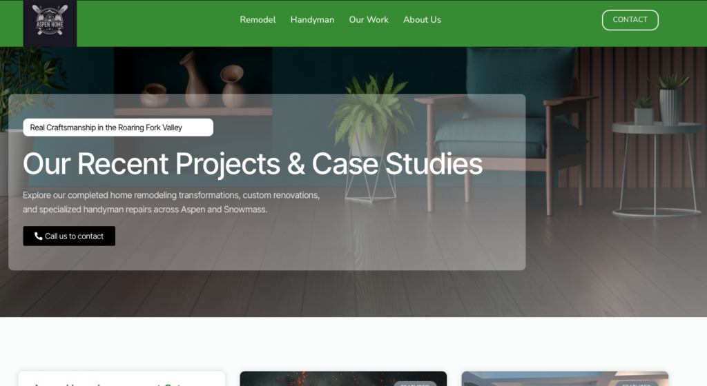 Aspen Home Improvement Website updates 2